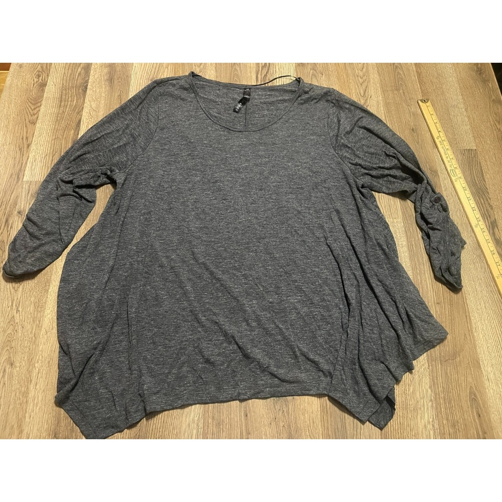 90 Degrees by Reflex Shirt, Women's Size 3X, Gray, 3/4 Sleeve